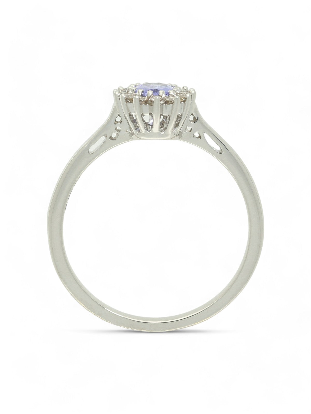 Tanzanite & Diamond Oval Cut Cluster Ring in 9ct White Gold