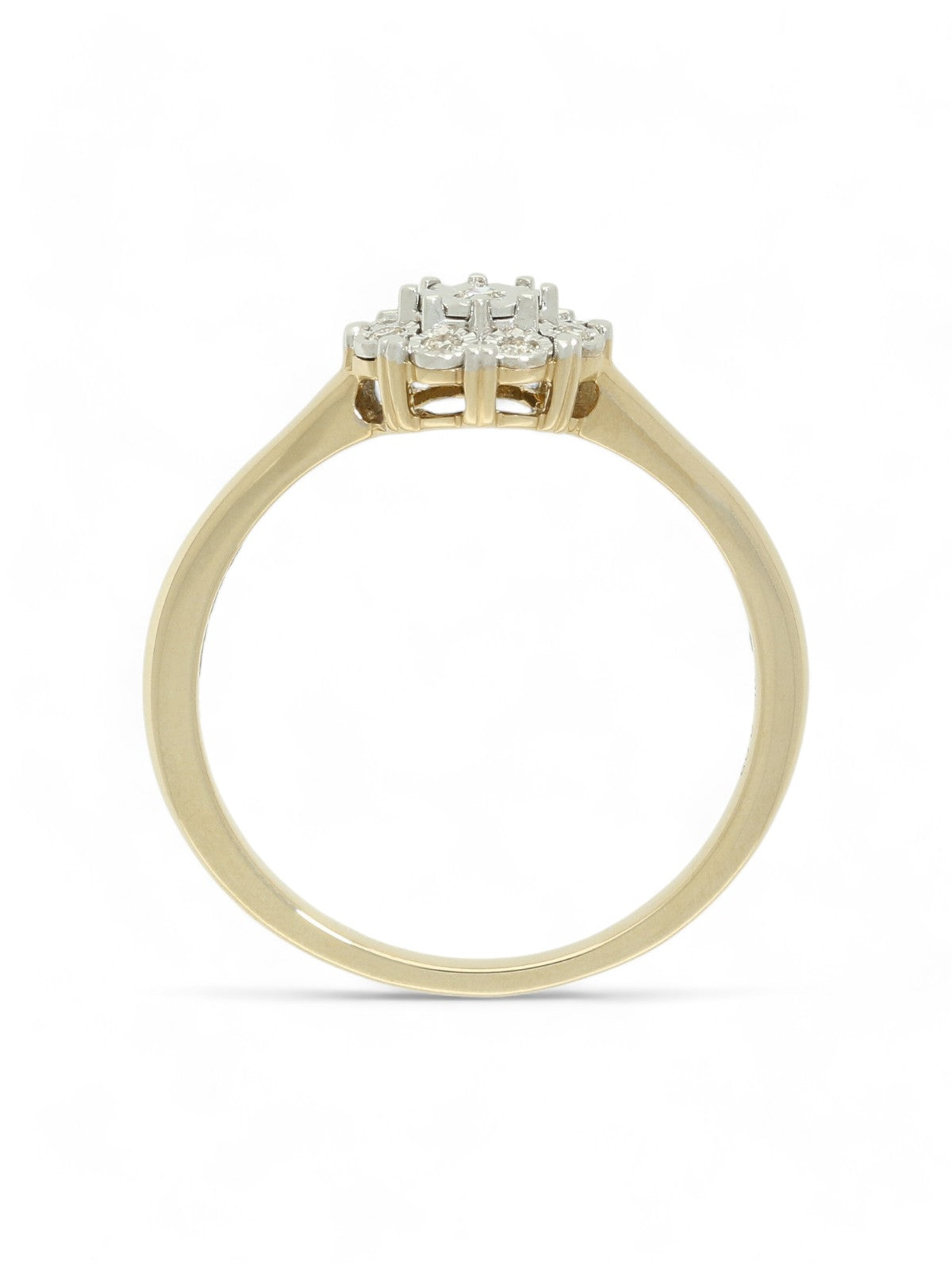 Diamond Floral Cluster Miracle Set Ring in 9ct Yellow Gold