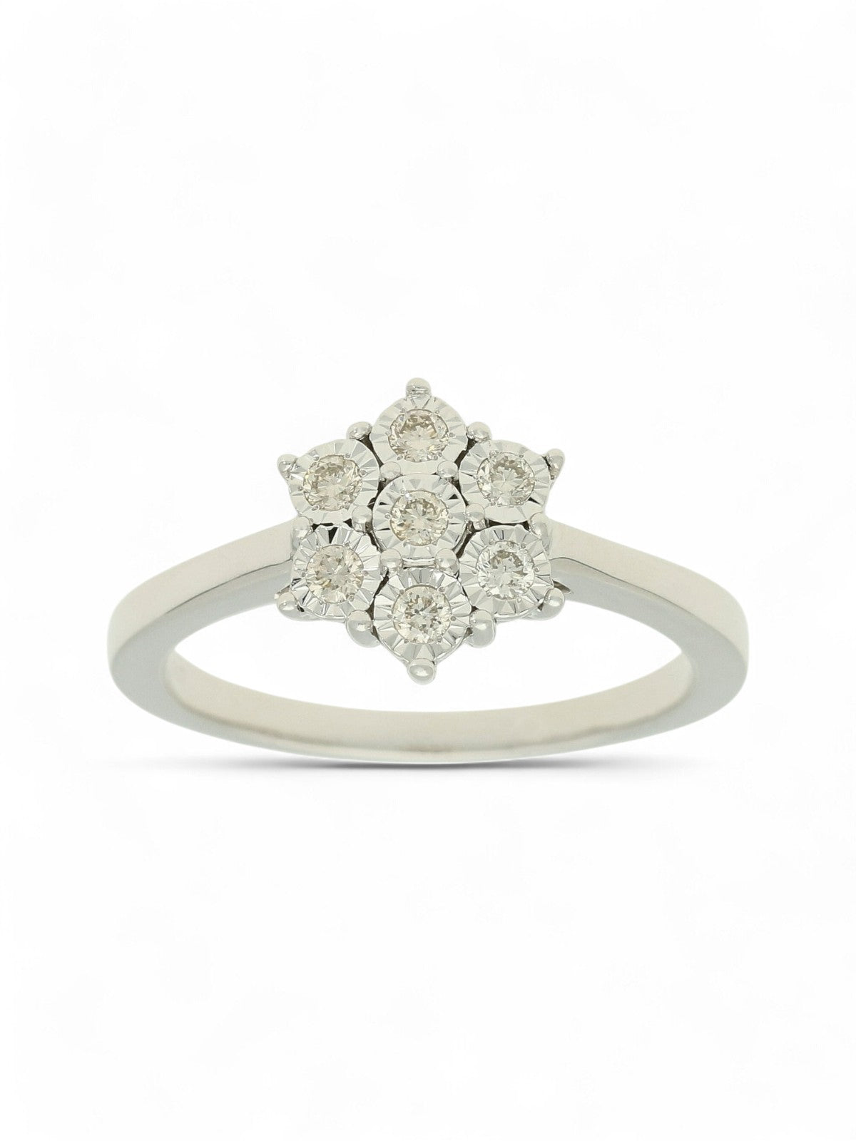 Diamond Cluster Miracle Set Ring 0.17ct Round Brilliant Cut in 9ct White Gold