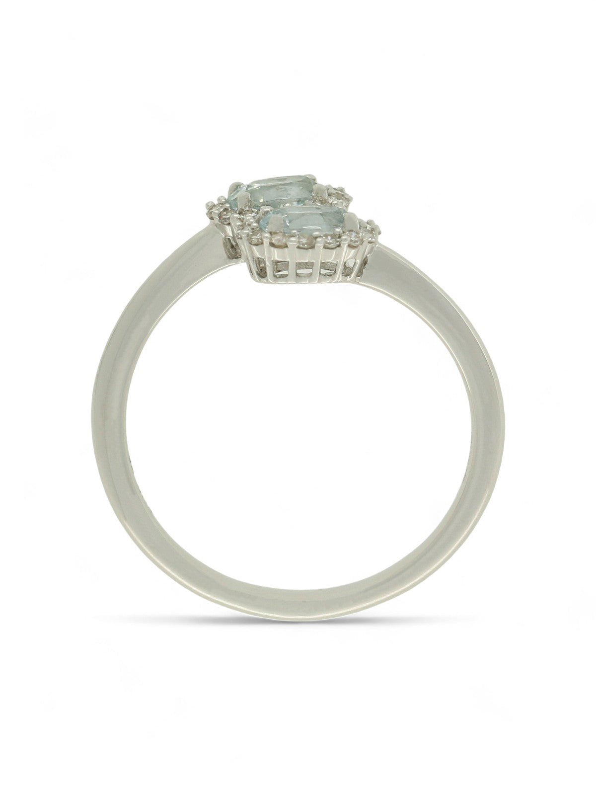 Aquamarine & Diamond Double Halo Ring in 9ct White Gold