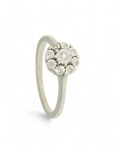 Diamond Floral Cluster Miracle Set Ring in 9ct White Gold