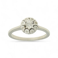 Diamond Floral Cluster Miracle Set Ring in 9ct White Gold