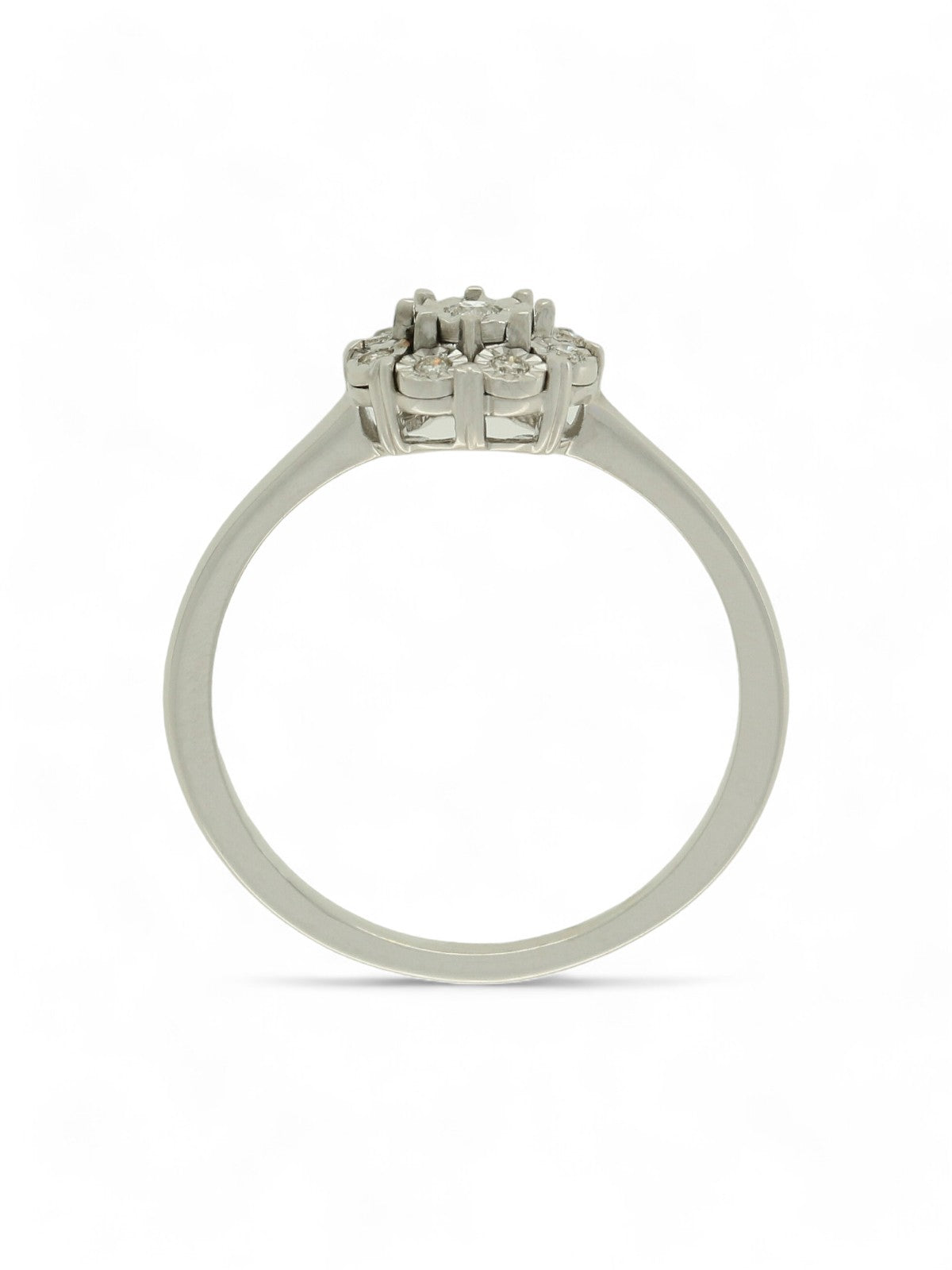 Diamond Floral Cluster Miracle Set Ring in 9ct White Gold