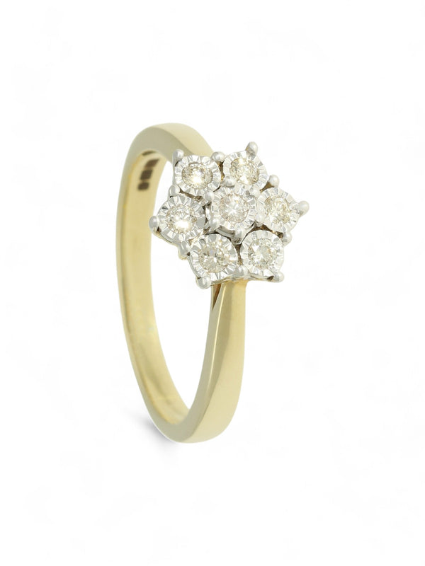 Diamond Cluster Ring 0.17ct Round Brilliant Cut in 9ct Yellow & White Gold