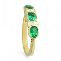 Emerald & Diamond Seven Stone Ring in 18ct Yellow Gold