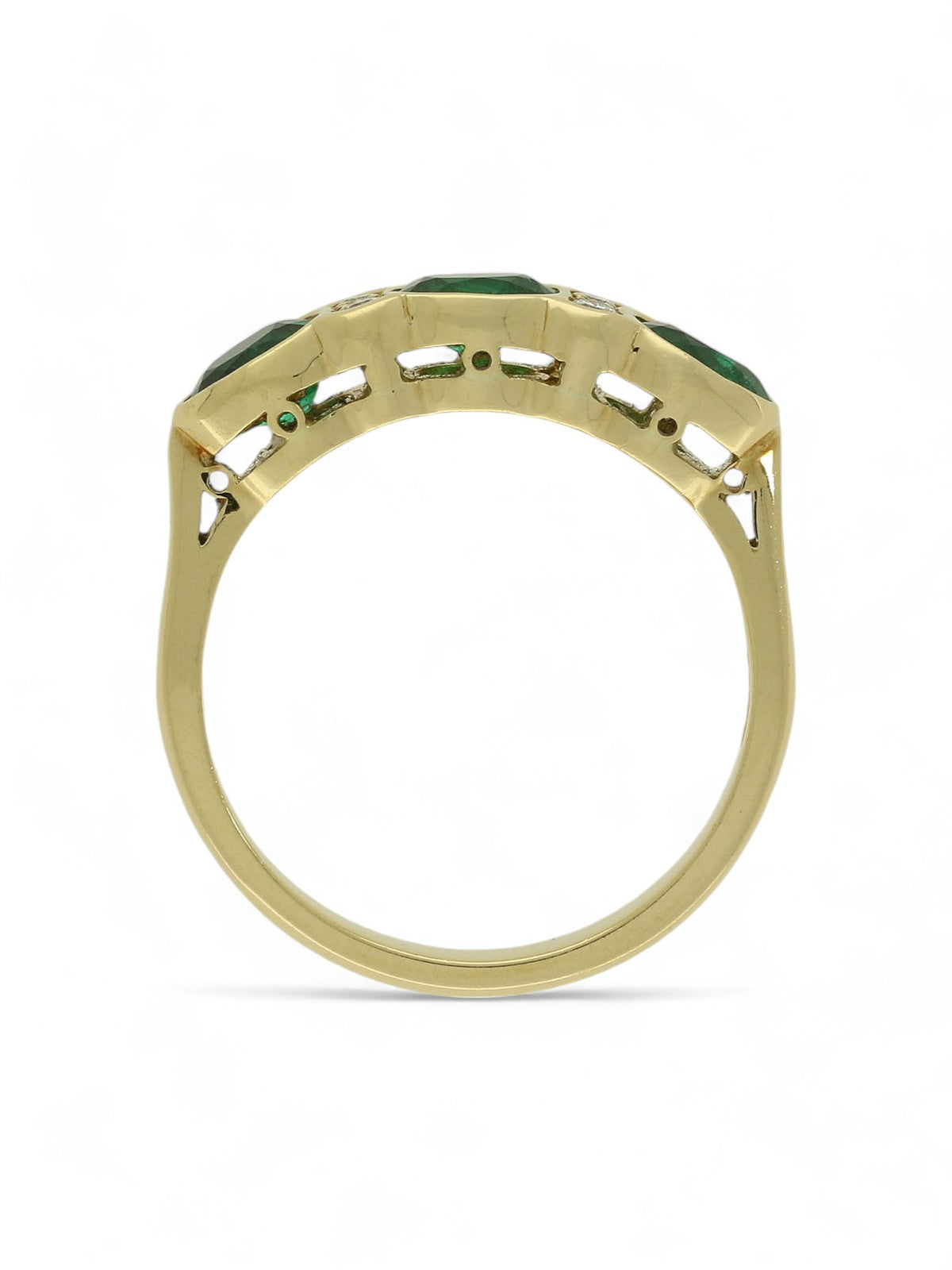 Emerald & Diamond Seven Stone Ring in 18ct Yellow Gold