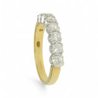 Pre Owned Diamond Half Eternity Ring 0.58ct Round Brilliant Cut in 18ct Yellow & White Gold