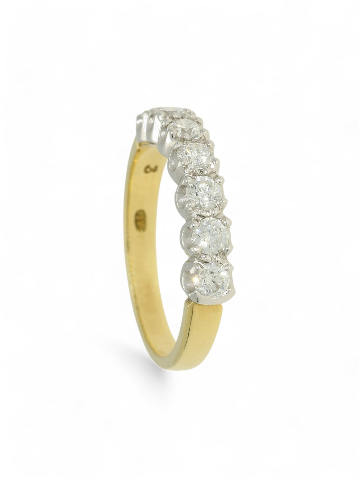 Pre Owned Diamond Half Eternity Ring 0.58ct Round Brilliant Cut in 18ct Yellow & White Gold