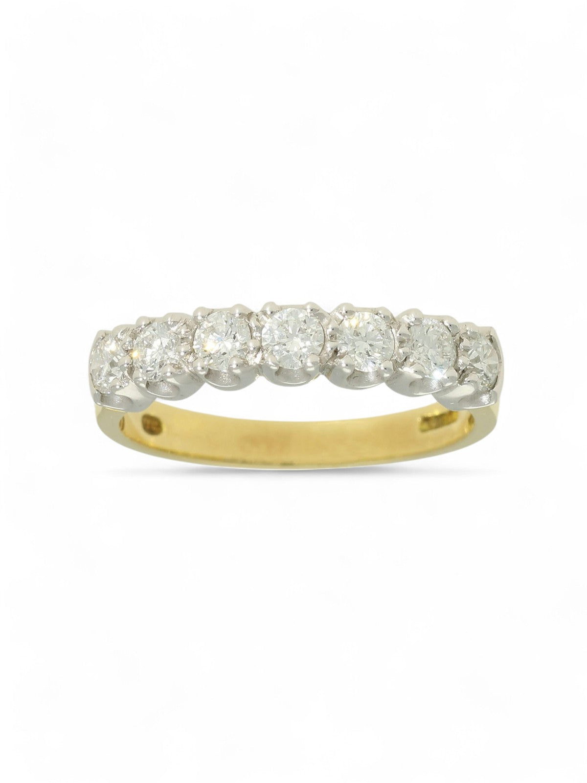 Pre Owned Diamond Half Eternity Ring 0.58ct Round Brilliant Cut in 18ct Yellow & White Gold