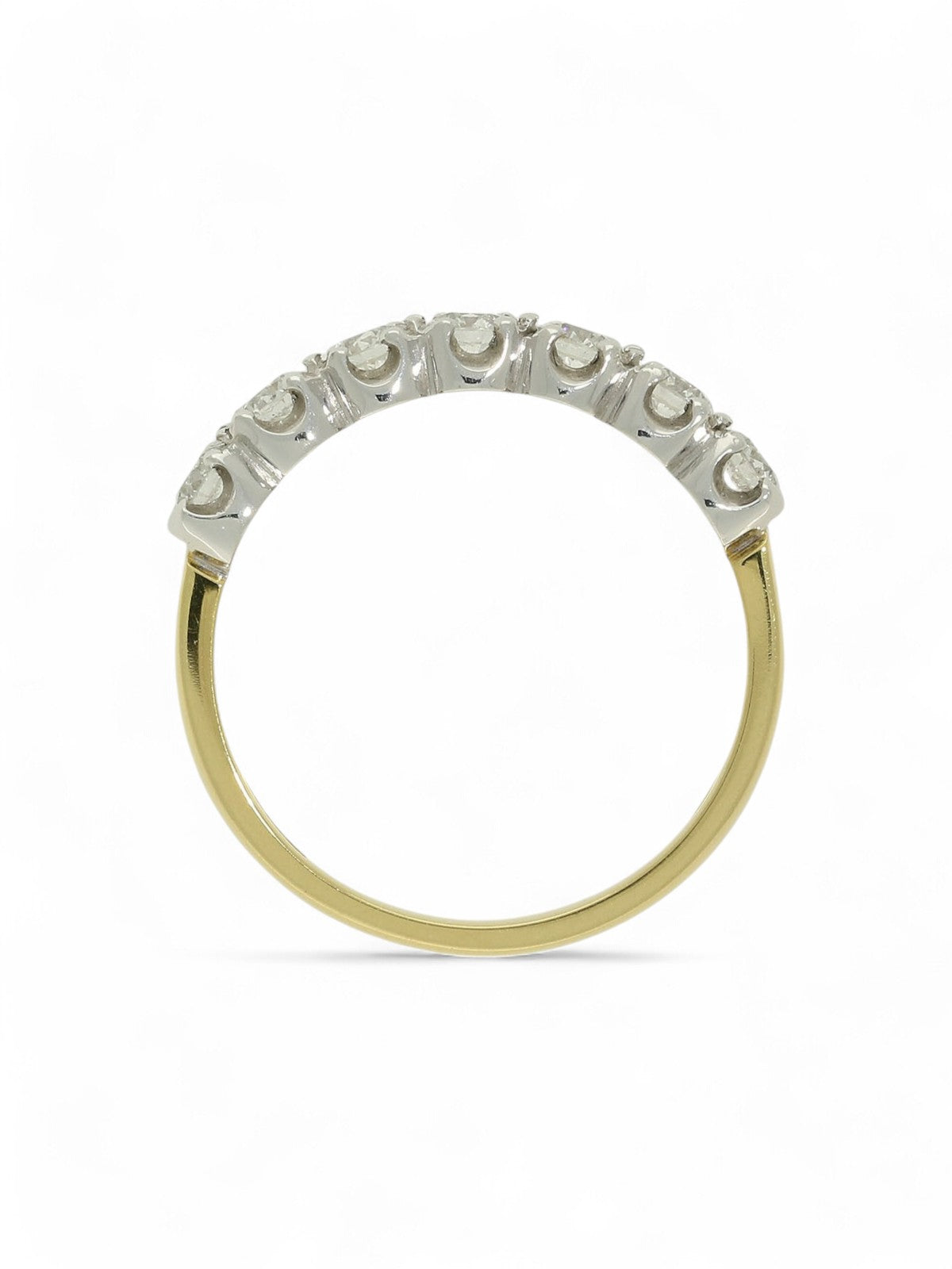 Pre Owned Diamond Half Eternity Ring 0.58ct Round Brilliant Cut in 18ct Yellow & White Gold