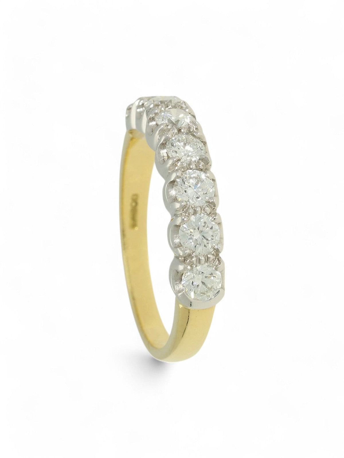 Diamond Half Eternity Ring 0.84ct Round Brilliant Cut in 18ct Yellow & White Gold