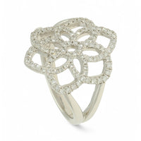 Diamond Floral Ring Round Brilliant Cut in 18ct White Gold