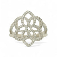 Diamond Floral Ring Round Brilliant Cut in 18ct White Gold