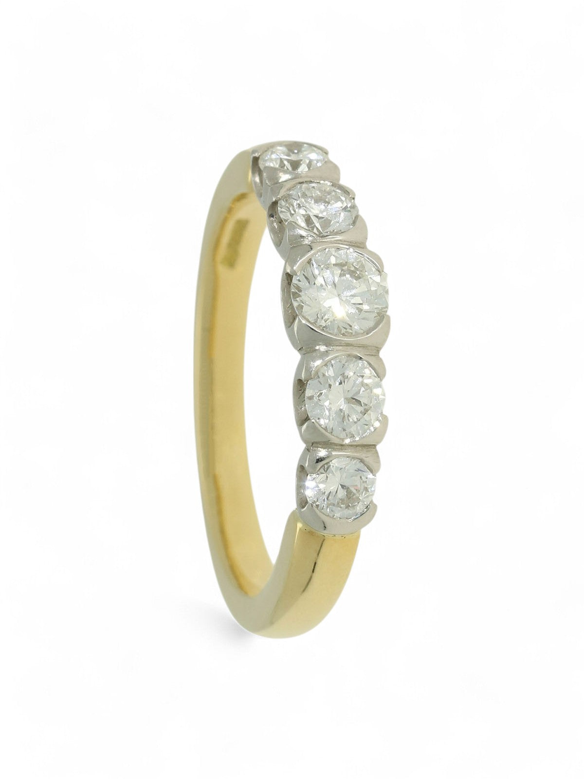 Diamond Five Stone Half Eternity Ring in 18ct Yellow Gold & Platinum