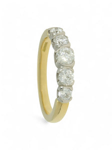 Diamond Five Stone Half Eternity Ring in 18ct Yellow Gold & Platinum