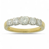 Diamond Five Stone Half Eternity Ring in 18ct Yellow Gold & Platinum