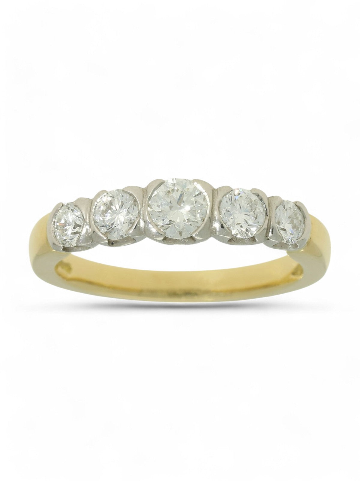 Diamond Five Stone Half Eternity Ring in 18ct Yellow Gold & Platinum