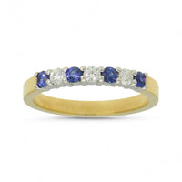 Sapphire & Diamond Half Eternity Ring in 18ct Yellow & White Gold