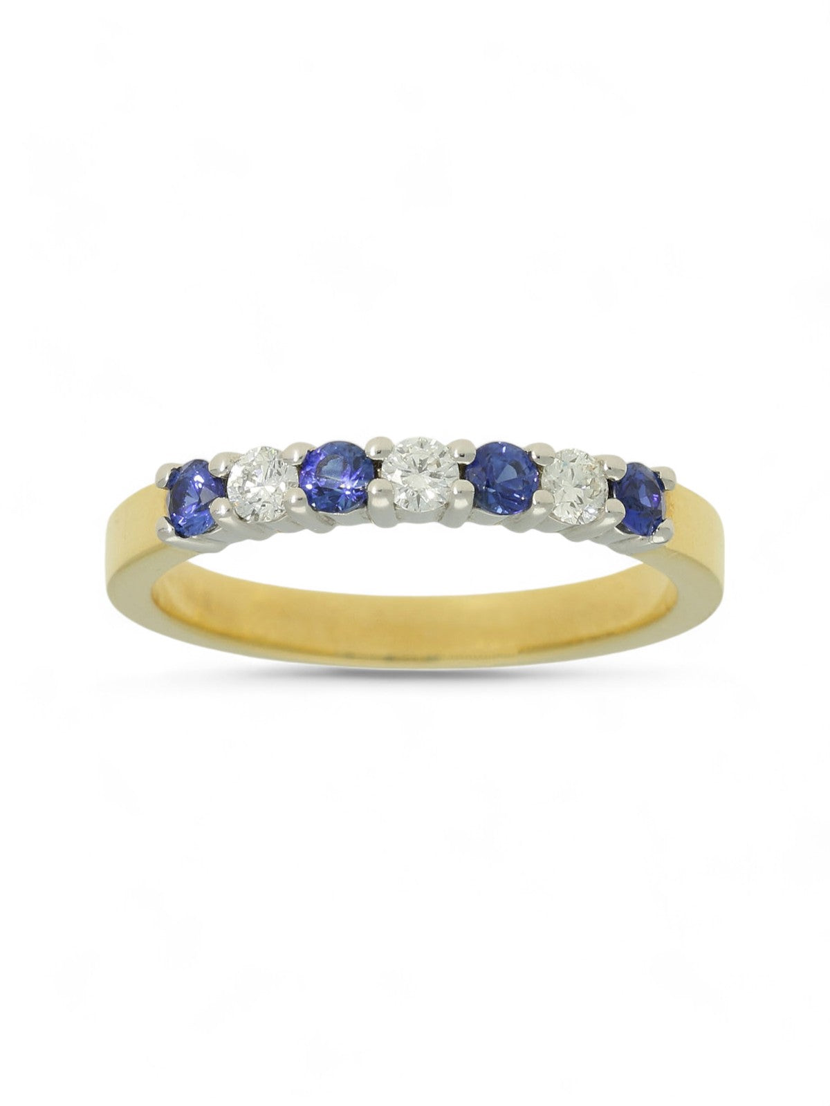 Sapphire & Diamond Half Eternity Ring in 18ct Yellow & White Gold