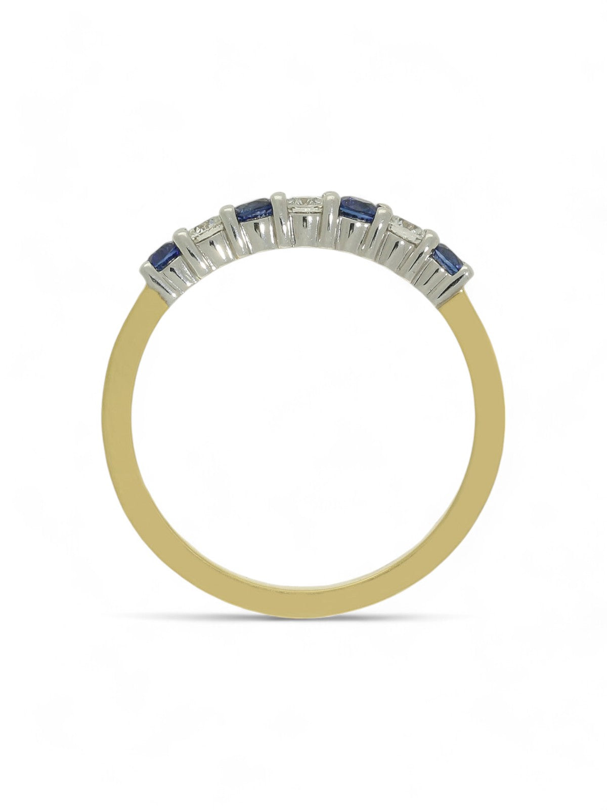 Sapphire & Diamond Half Eternity Ring in 18ct Yellow & White Gold