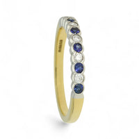 Sapphire & Diamond Half Eternity Ring in 18ct Yellow & White Gold