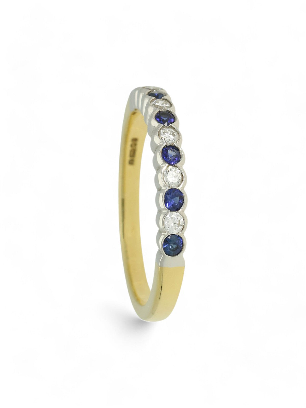 Sapphire & Diamond Half Eternity Ring in 18ct Yellow & White Gold