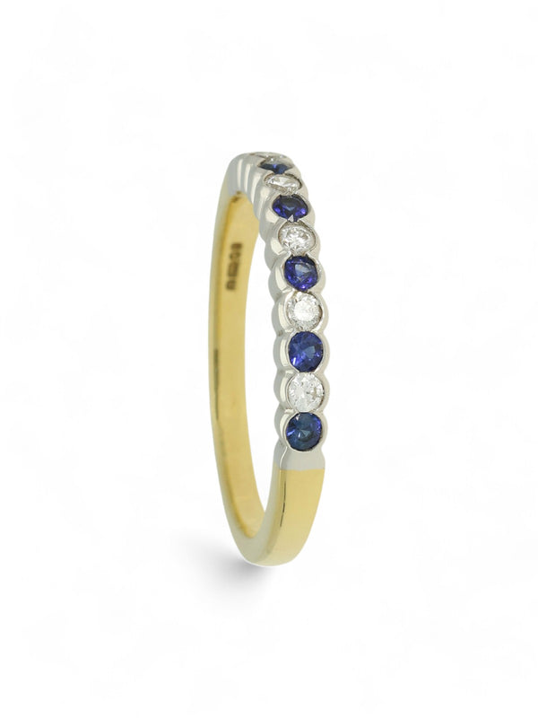 Sapphire & Diamond Half Eternity Ring in 18ct Yellow & White Gold