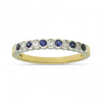 Sapphire & Diamond Half Eternity Ring in 18ct Yellow & White Gold