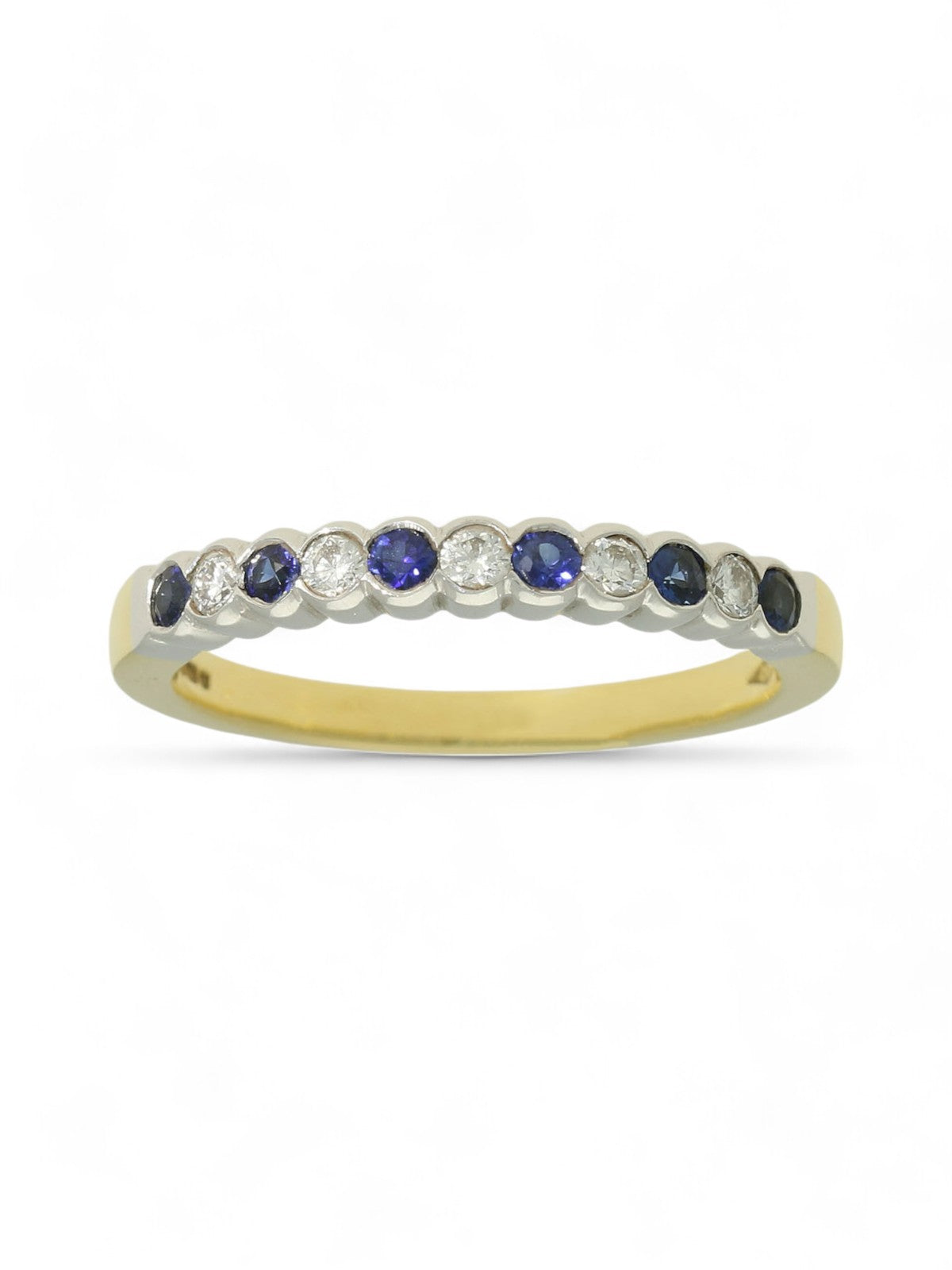 Sapphire & Diamond Half Eternity Ring in 18ct Yellow & White Gold