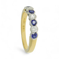 Sapphire & Diamond Half Eternity Ring in 18ct Yellow & White Gold