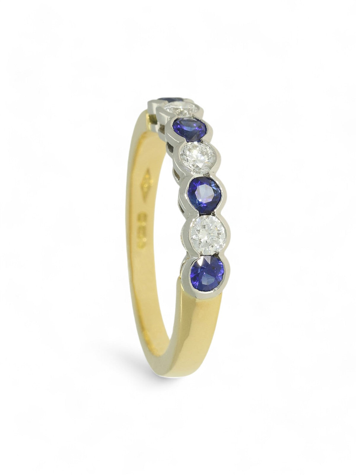 Sapphire & Diamond Half Eternity Ring in 18ct Yellow & White Gold