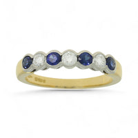 Sapphire & Diamond Half Eternity Ring in 18ct Yellow & White Gold