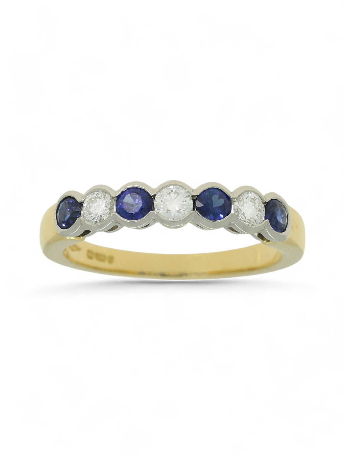 Sapphire & Diamond Half Eternity Ring in 18ct Yellow & White Gold