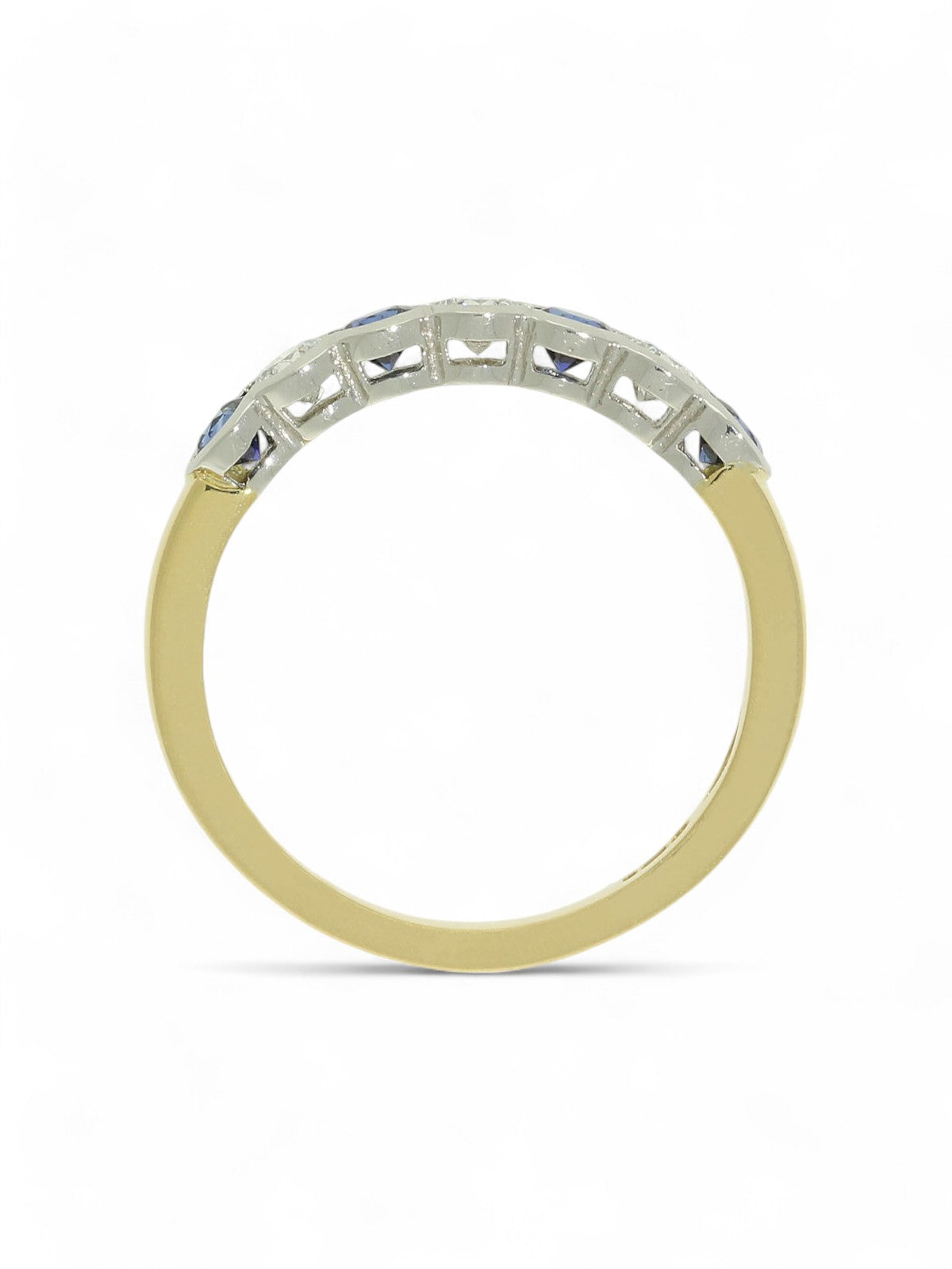 Sapphire & Diamond Half Eternity Ring in 18ct Yellow & White Gold