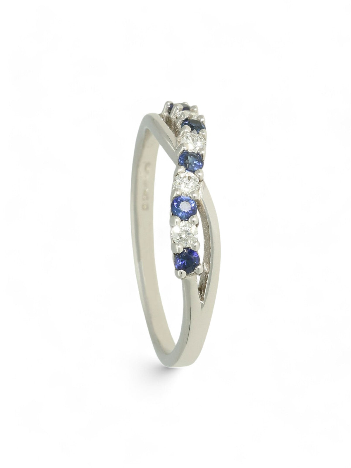 Sapphire & Diamond Half Eternity Ring in 18ct White Gold