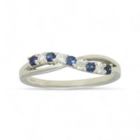 Sapphire & Diamond Half Eternity Ring in 18ct White Gold