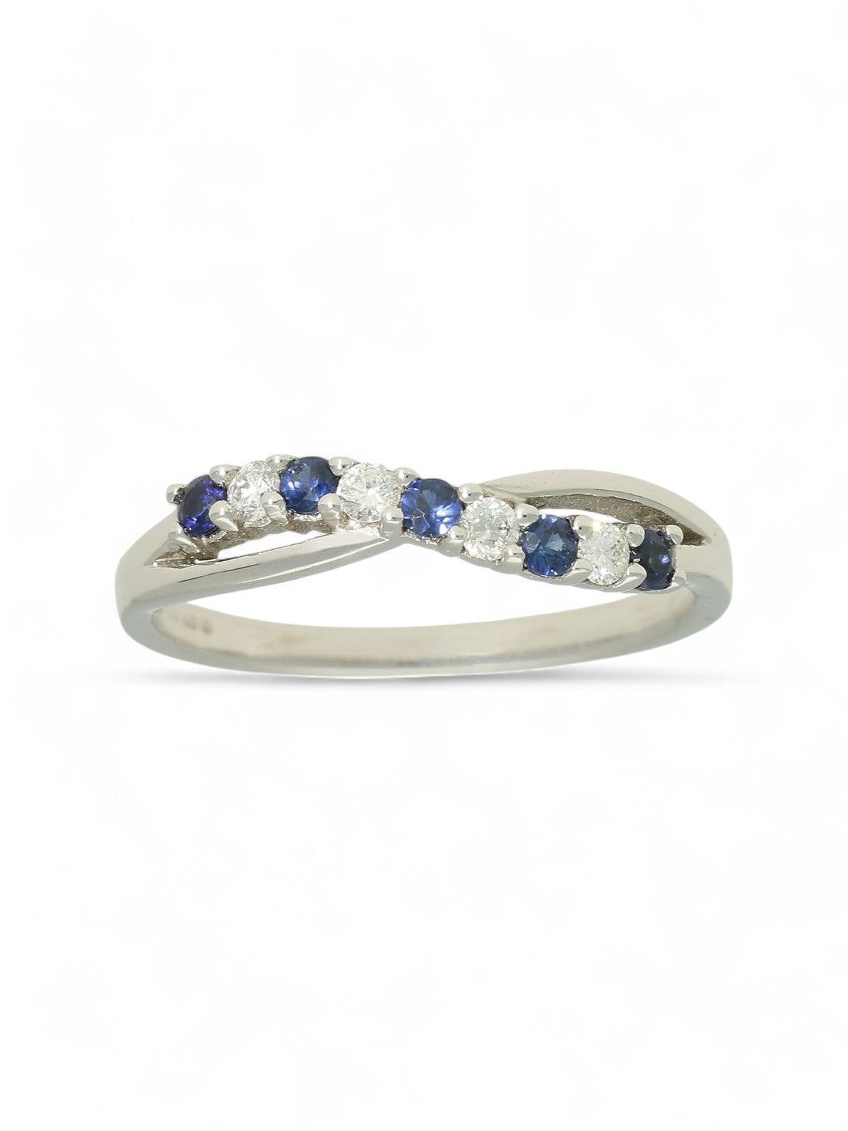 Sapphire & Diamond Half Eternity Ring in 18ct White Gold