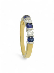 Sapphire & Diamond Half Eternity Ring in 18ct Yellow & White Gold