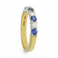 Sapphire & Diamond Half Eternity Ring in 18ct Yellow & White Gold