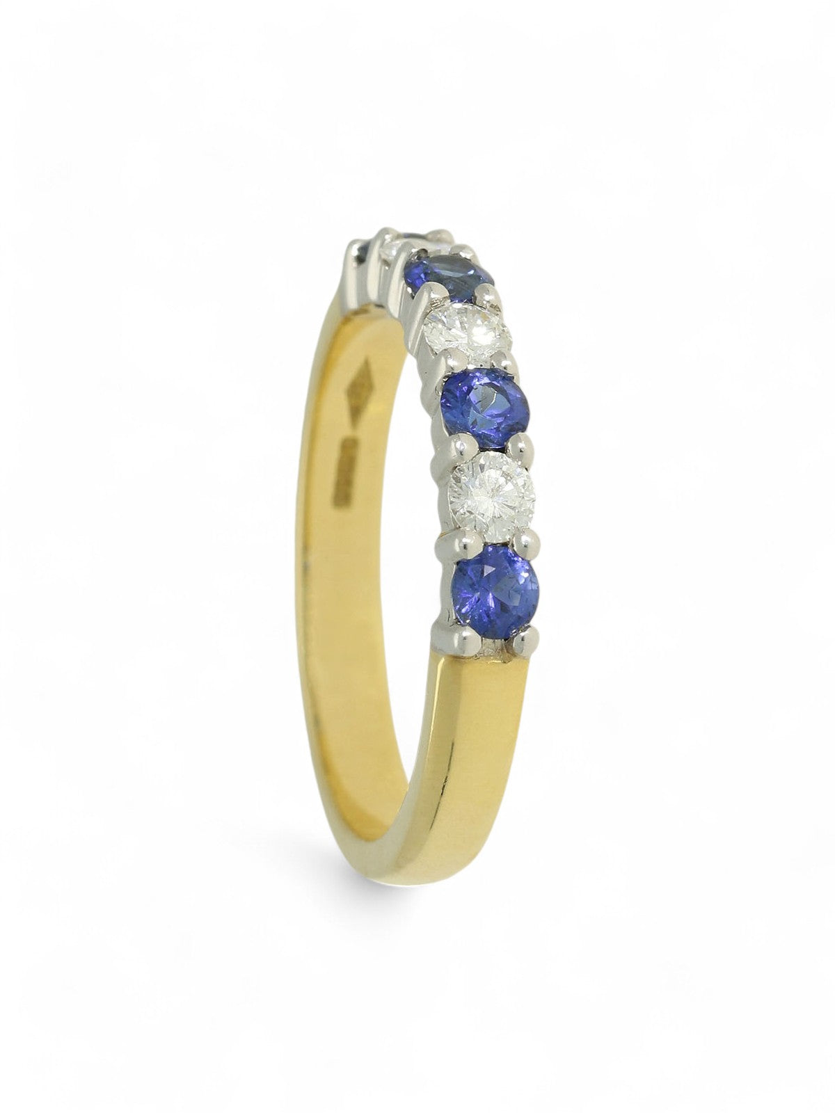 Sapphire & Diamond Half Eternity Ring in 18ct Yellow & White Gold