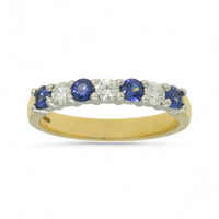 Sapphire & Diamond Half Eternity Ring in 18ct Yellow & White Gold