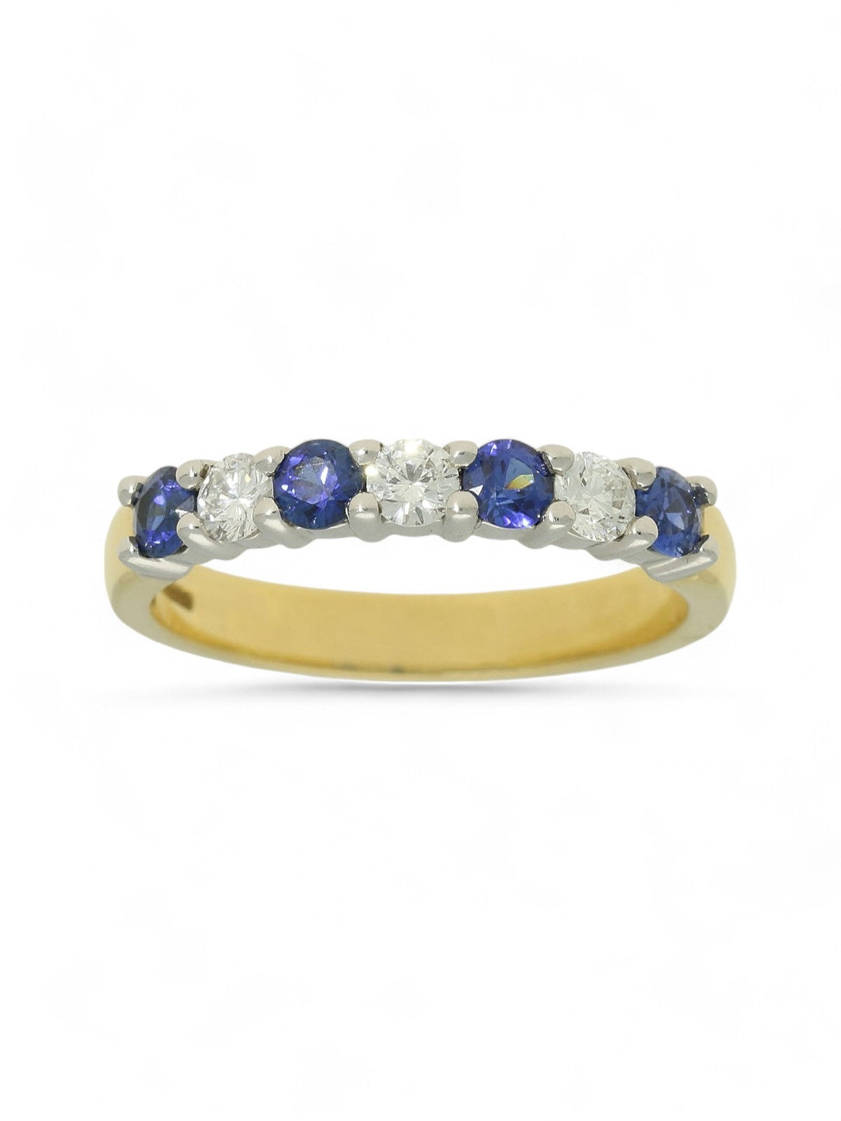 Sapphire & Diamond Half Eternity Ring in 18ct Yellow & White Gold