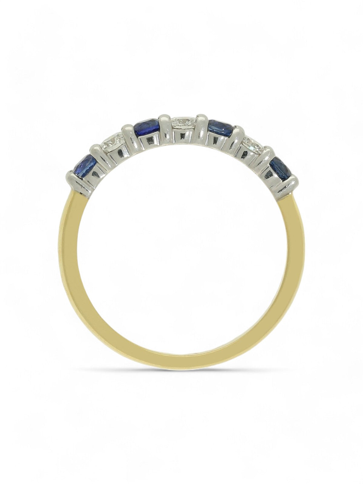 Sapphire & Diamond Half Eternity Ring in 18ct Yellow & White Gold