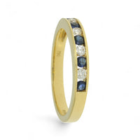 Sapphire & Diamond Half Eternity Ring in 18ct Yellow Gold