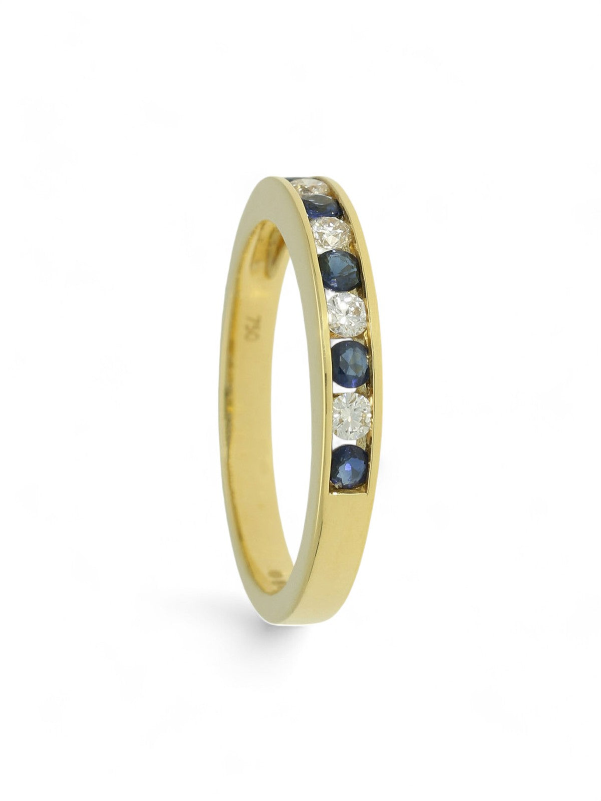 Sapphire & Diamond Half Eternity Ring in 18ct Yellow Gold