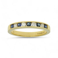 Sapphire & Diamond Half Eternity Ring in 18ct Yellow Gold