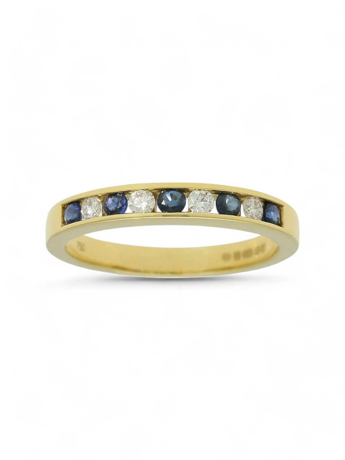 Sapphire & Diamond Half Eternity Ring in 18ct Yellow Gold