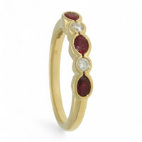 Ruby & Diamond Half Eternity Ring in 18ct Yellow Gold