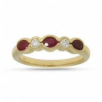 Ruby & Diamond Half Eternity Ring in 18ct Yellow Gold