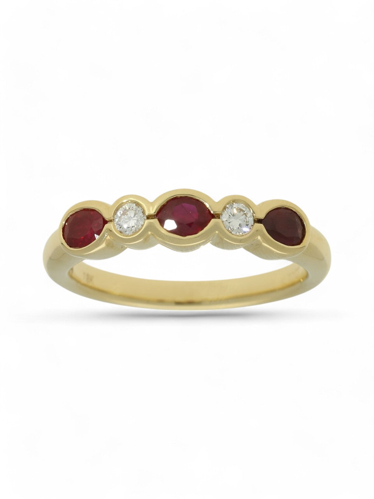 Ruby & Diamond Half Eternity Ring in 18ct Yellow Gold